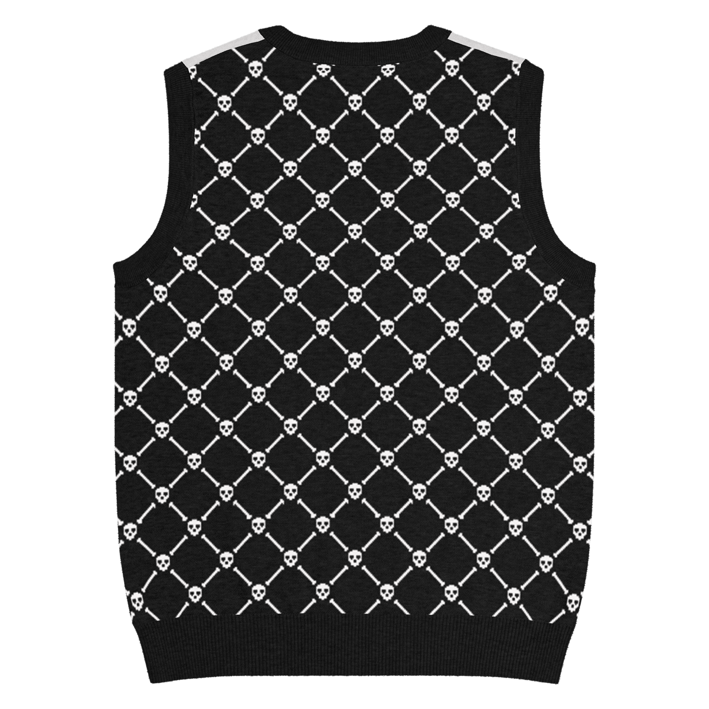 Crossbones Knit V-Neck Vest Goth Cloth Co.