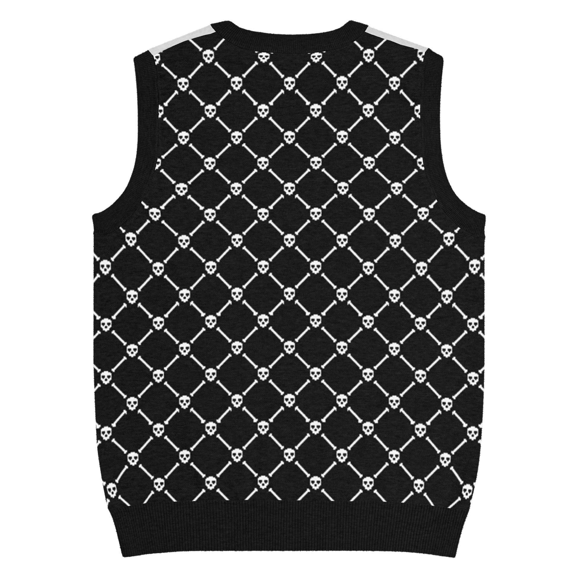 Crossbones Knit V-Neck Vest Goth Cloth Co.