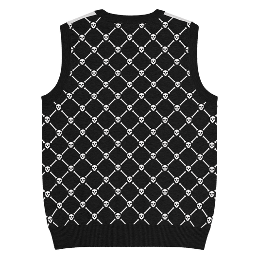 Crossbones Knit V-Neck Vest Goth Cloth Co.