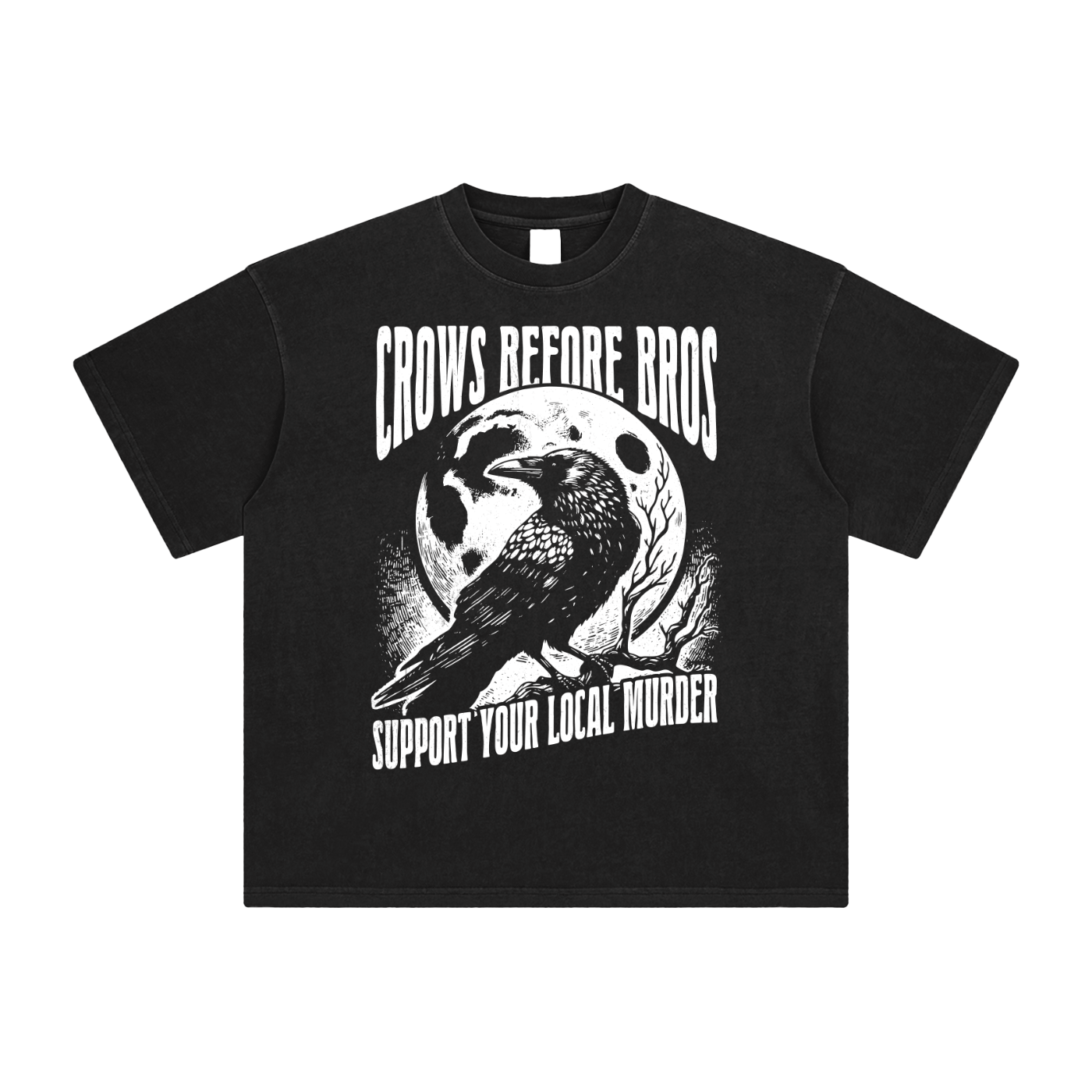 Crows Before Bros, Support Your Local Murder Enzyme Washed T-Shirt Goth Cloth Co.