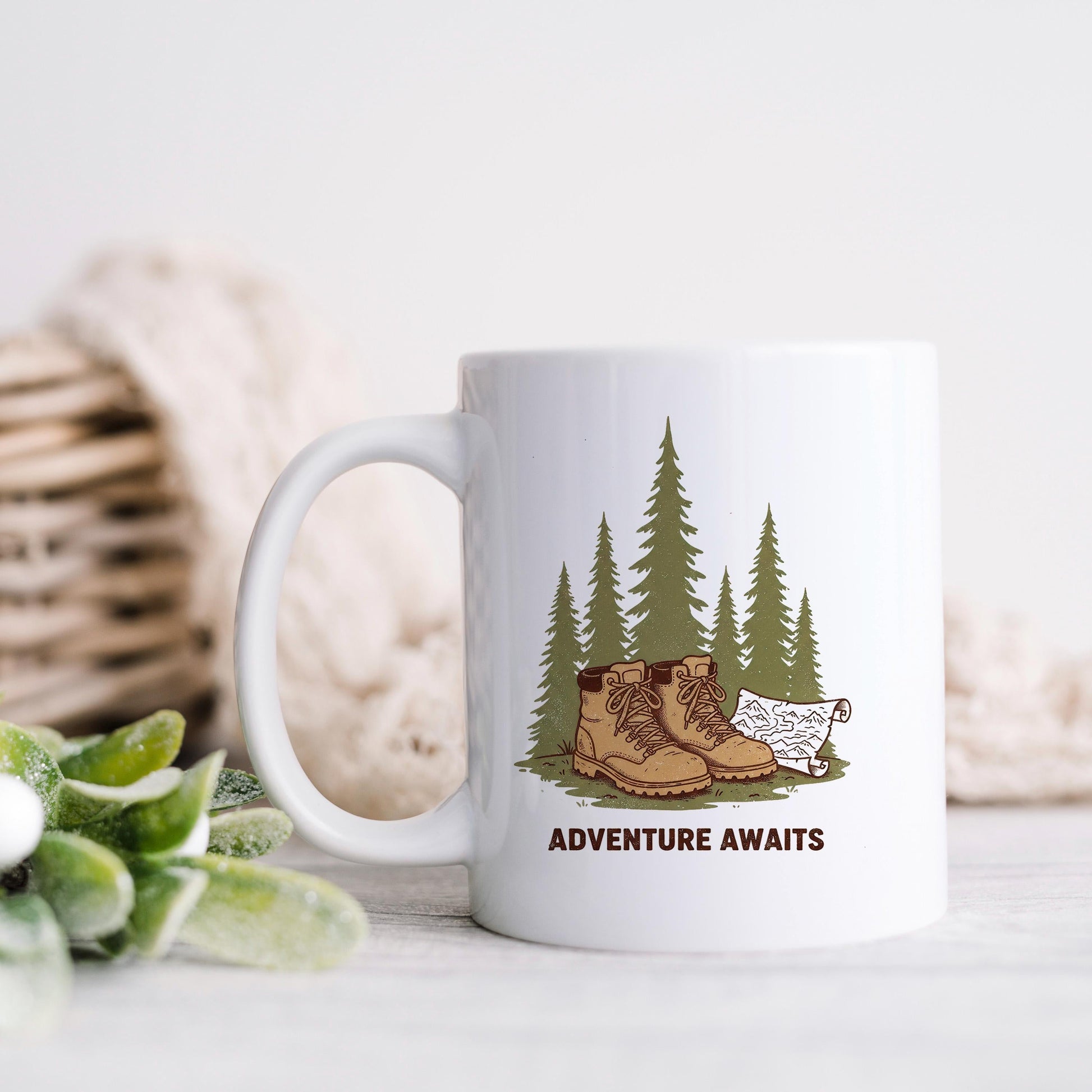 Adventure Mug – Rustic Hiking Coffee Cup | Camping Ceramic Mug, Outdoor Lover Gift Joyful Moose