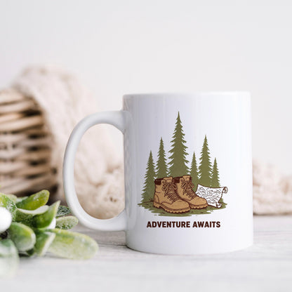 Adventure Mug – Rustic Hiking Coffee Cup | Camping Ceramic Mug, Outdoor Lover Gift Joyful Moose