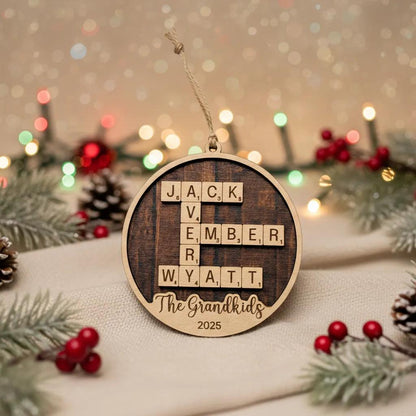 Personalized Christmas Ornament – Grandkids Names Keepsake | Gift for Grandparents Joyful Moose
