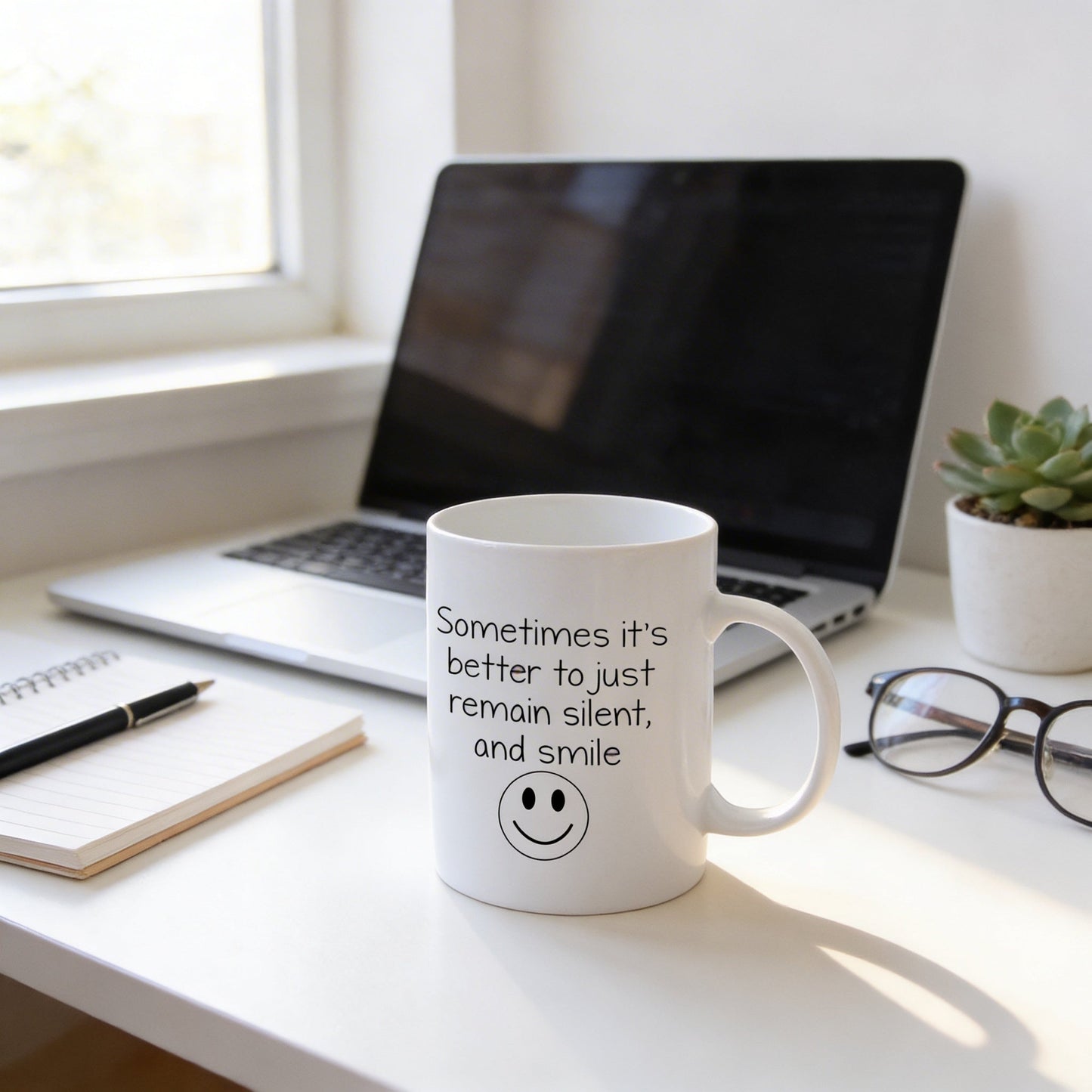 Funny Coffee Mug - Funny Gift - Funny Saying Coffee Mug - Remain Silent and Smile Joyful Moose