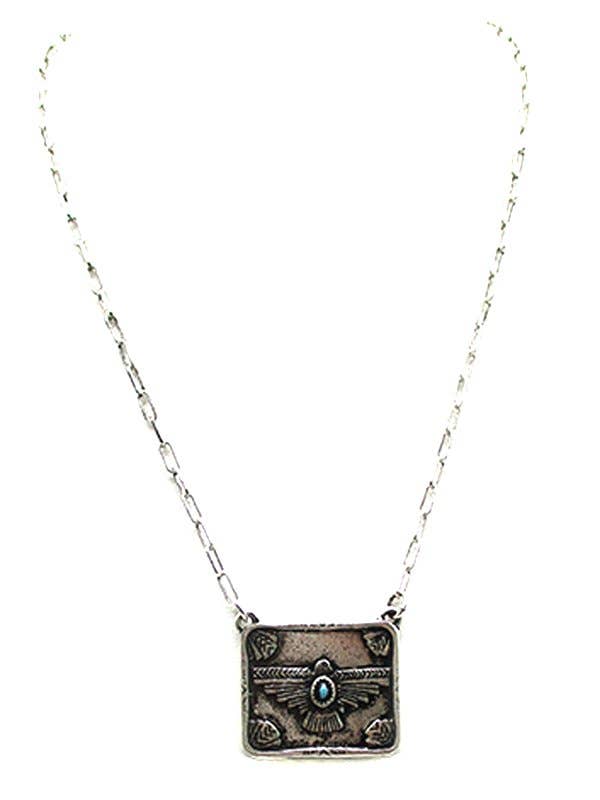 Western Thunderbird Metal Plate Necklace Wild Cactus Boutique