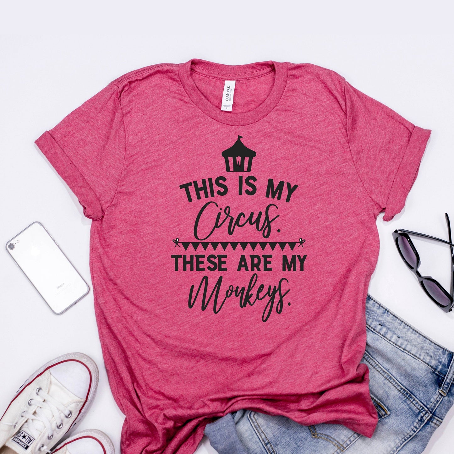Funny Mom Shirt - Cute Mom Tee With Humorous Circus Monkeys Quote Joyful Moose
