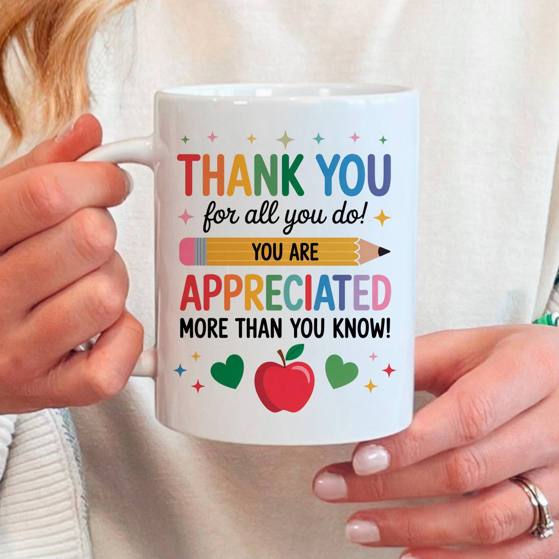 Teacher Appreciation Mug - Colorful Ceramic Coffee Cup | Thank You Gift Joyful Moose