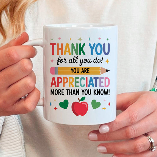 Teacher Appreciation Mug - Colorful Ceramic Coffee Cup | Thank You Gift Joyful Moose