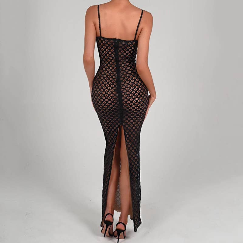 Laurens Lace Slit Dress Wild Cactus Boutique