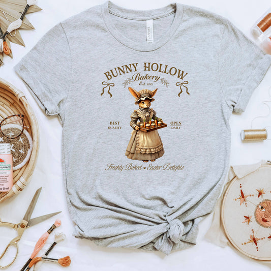 Easter Graphic Tees Women Retro | Bunny Bakery Cottagecore Joyful Moose