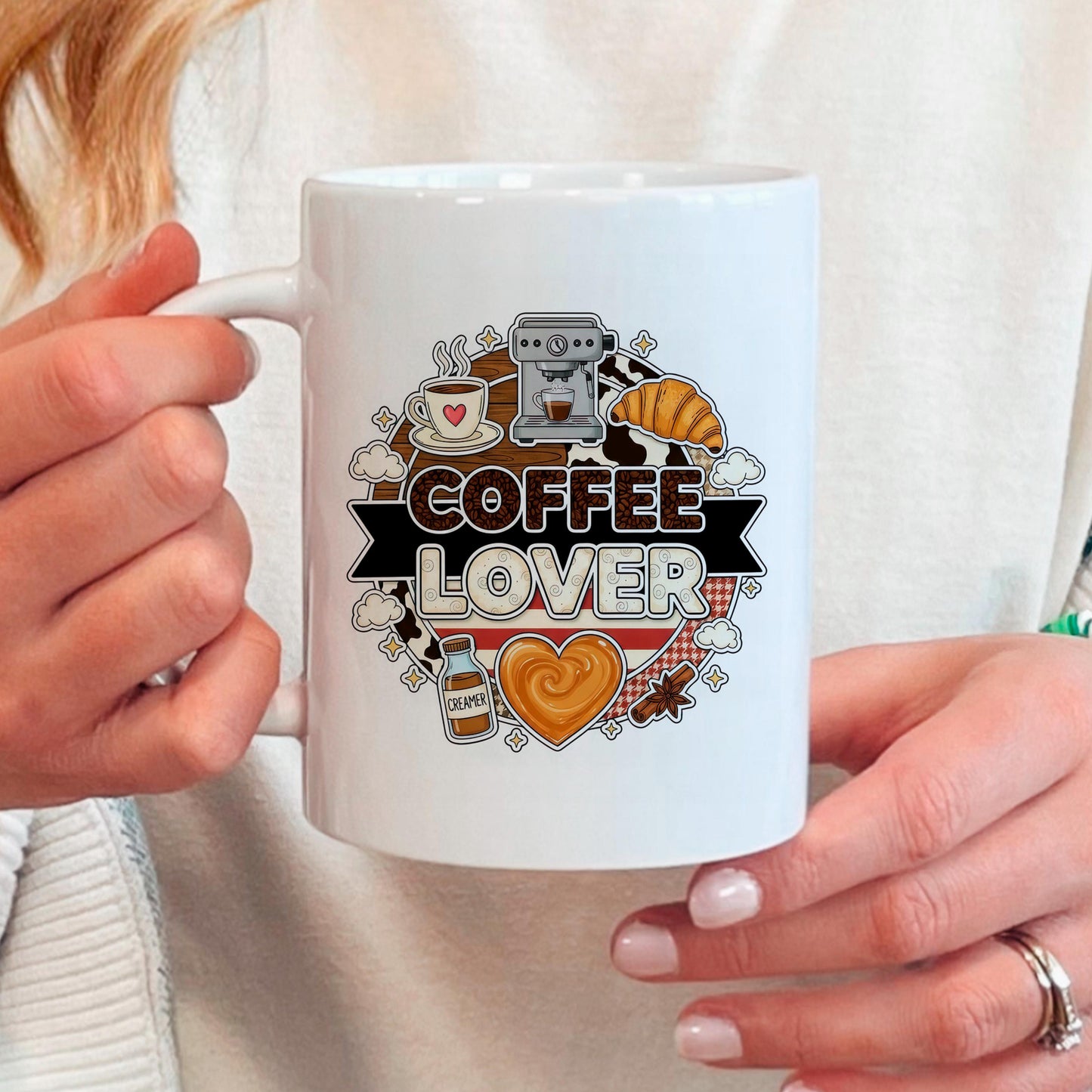 Coffee Lover Mug - Espresso Machine Ceramic Coffee Cup Gift for Latte Lovers Joyful Moose