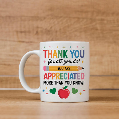 Teacher Appreciation Mug - Colorful Ceramic Coffee Cup | Thank You Gift Joyful Moose