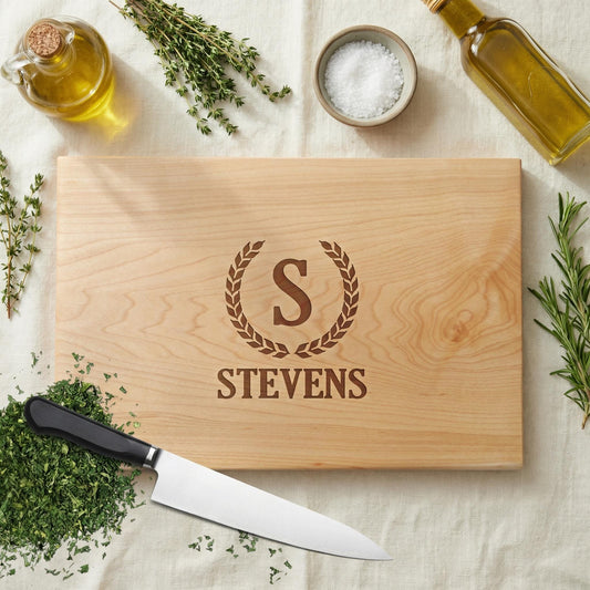Personalized Maple Cutting Board - Engraved Wood Rustic Serving Board Gift Joyful Moose