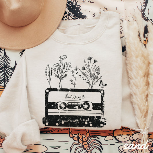 PRE-ORDER: Floral Vintage Tape Sweatshirt *2 Colors (S-3X) Chloe Vs Tank The Boutique