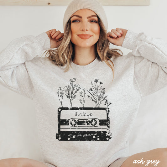 PRE-ORDER: Floral Vintage Tape Sweatshirt *2 Colors (S-3X) Chloe Vs Tank The Boutique