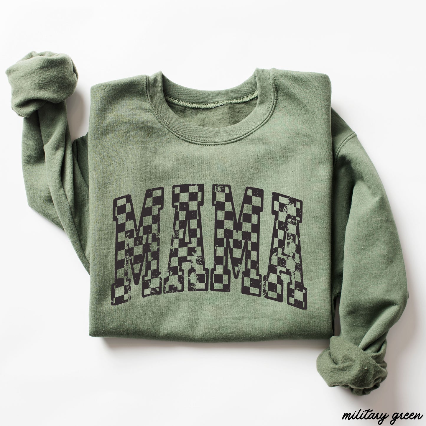 Mama Outline Checkered Sweatshirt *7 Colors (S-3X) Chloe Vs Tank The Boutique