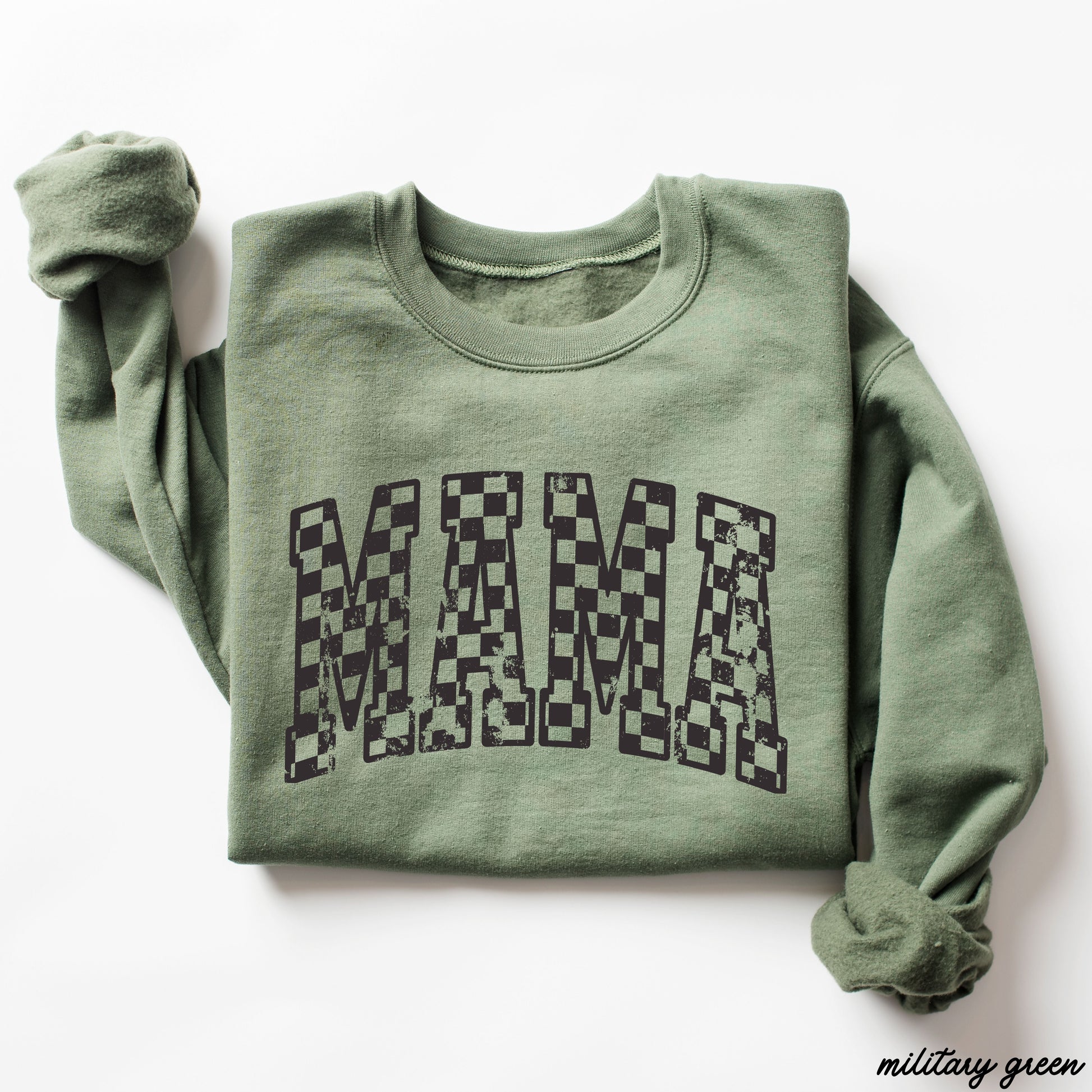 Mama Outline Checkered Sweatshirt *7 Colors (S-3X) Chloe Vs Tank The Boutique