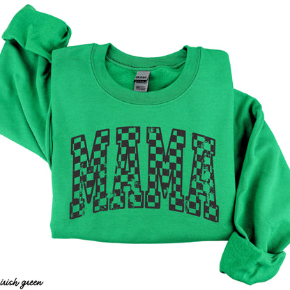 Mama Outline Checkered Sweatshirt *7 Colors (S-3X) Chloe Vs Tank The Boutique
