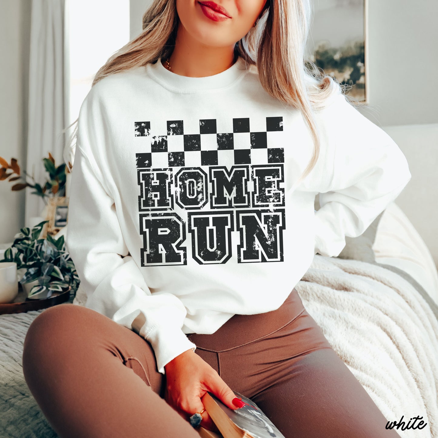 PRE-ORDER: Home Run Checkered Sweatshirt *6 Colors (S-3X) Chloe Vs Tank The Boutique