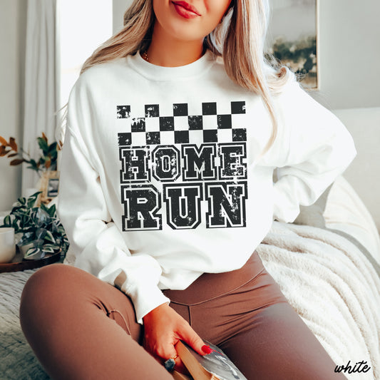 PRE-ORDER: Home Run Checkered Sweatshirt *6 Colors (S-3X) Chloe Vs Tank The Boutique