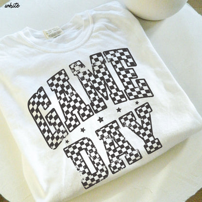 Game Day Checkered Tee *12 Colors (S-3X) Chloe Vs Tank The Boutique