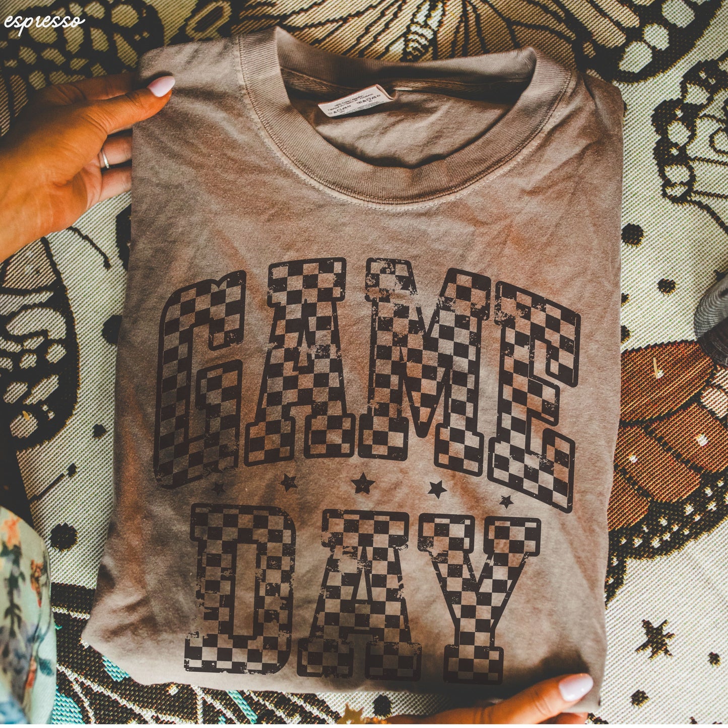 Game Day Checkered Tee *12 Colors (S-3X) Chloe Vs Tank The Boutique