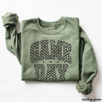Game Day Checkered Sweatshirt *6 Colors (S-3X) Chloe Vs Tank The Boutique