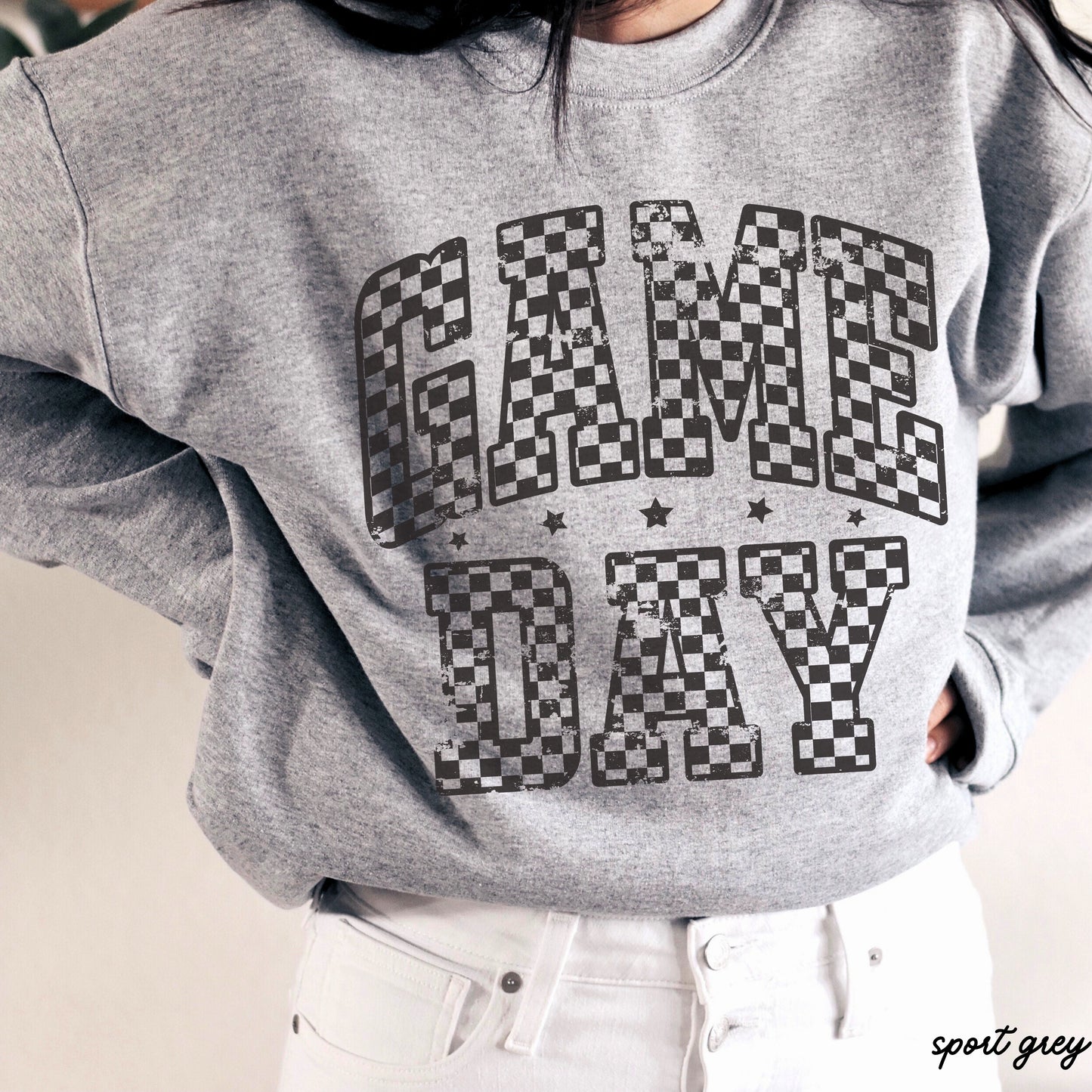 Game Day Checkered Sweatshirt *6 Colors (S-3X) Chloe Vs Tank The Boutique