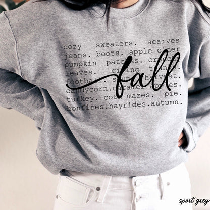 Fall Words Sweatshirt *5 Colors (S-3X) Chloe Vs Tank The Boutique