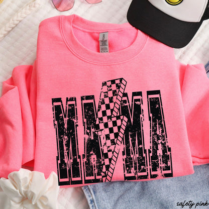 PRE-ORDER: Checkered Bolt MAMA Sweatshirt *4 Colors (S-3X) Chloe Vs Tank The Boutique