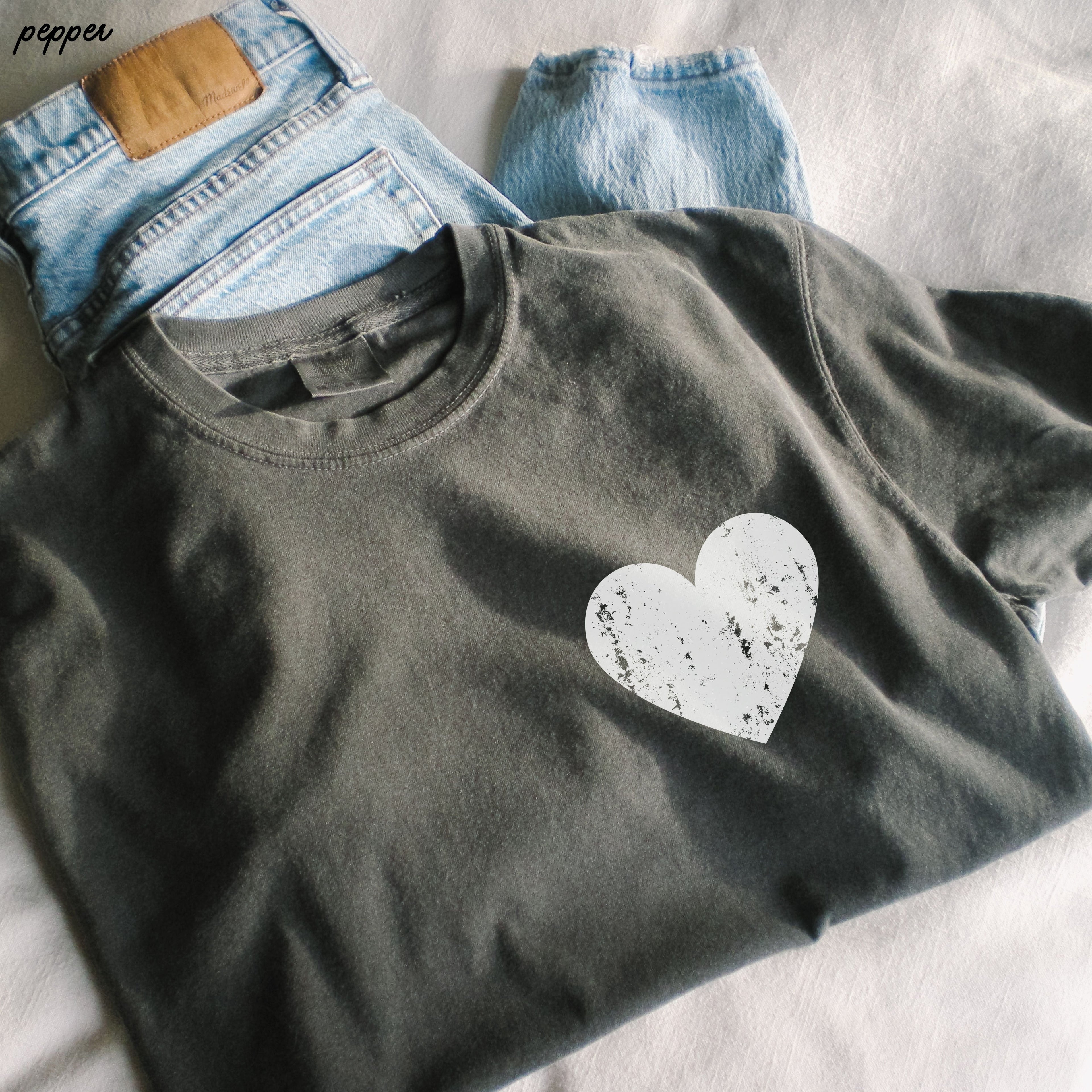 Pocket Heart Tee *7 Colors (S-3X) Chloe Vs Tank The Boutique
