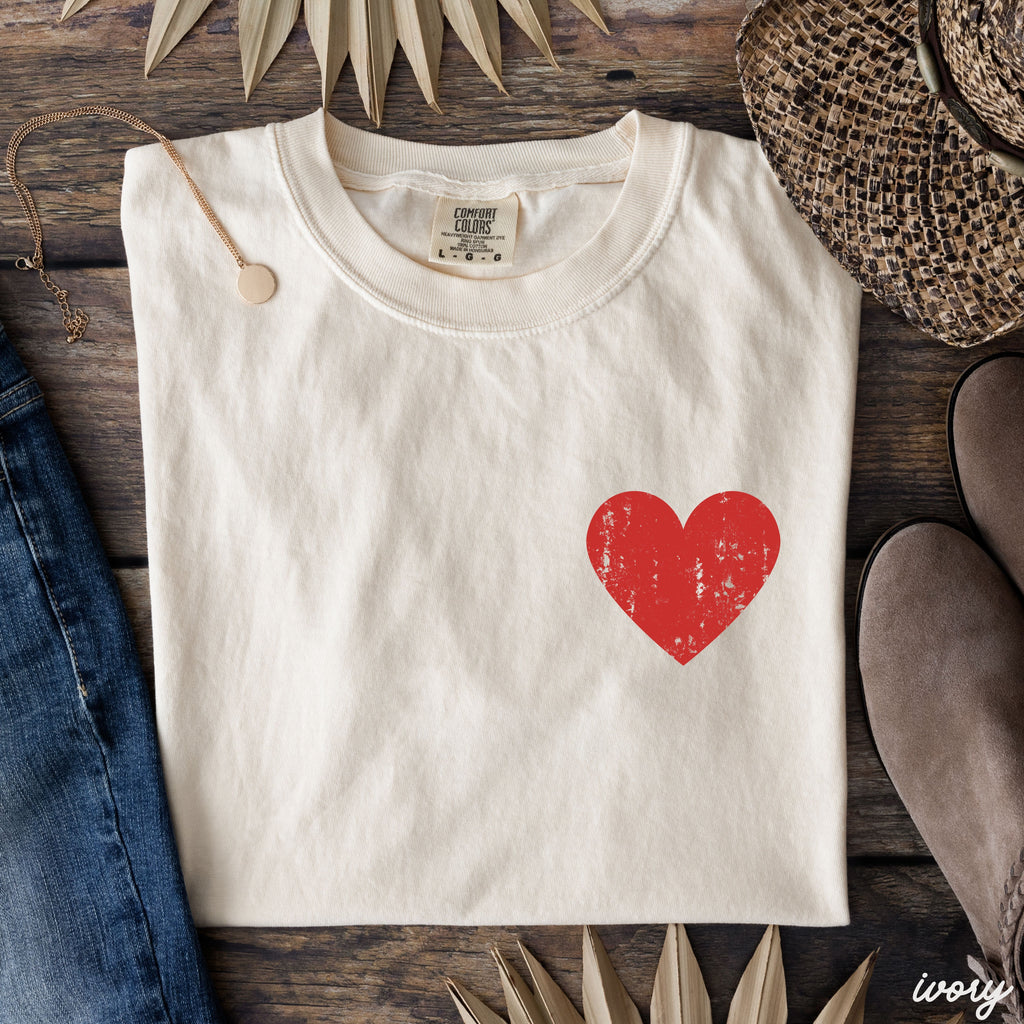 Pocket Heart Tee *7 Colors (S-3X) Chloe Vs Tank The Boutique