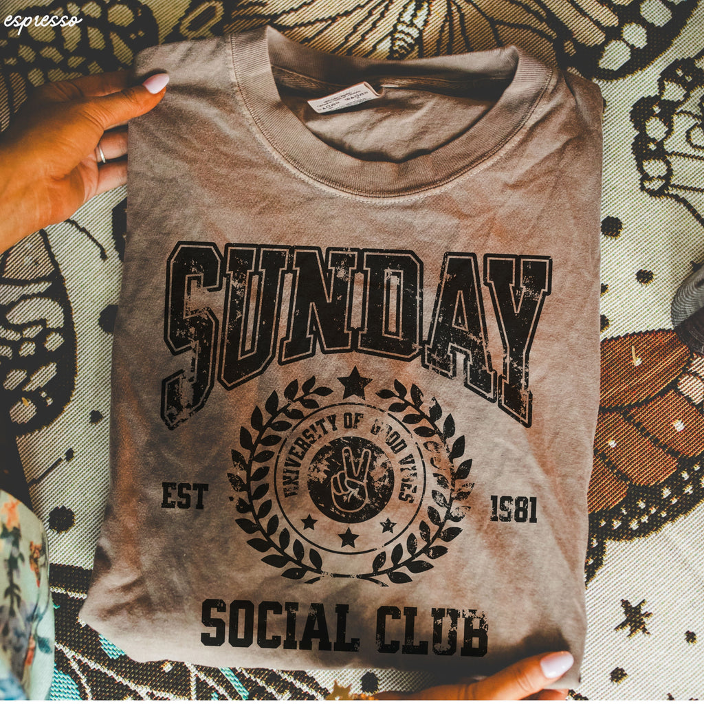 Sunday Social Club Tee *10 Colors (S-3X) Chloe Vs Tank The Boutique