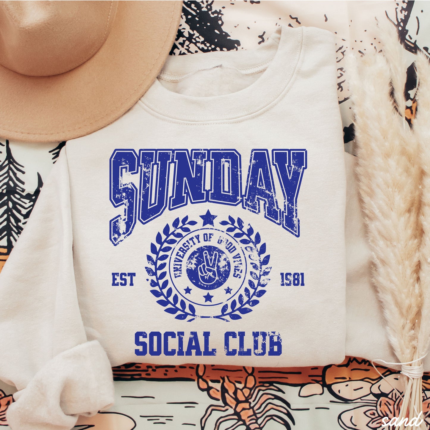 Sunday Social Sweatshirt *9 Colors (S-3X) Chloe Vs Tank The Boutique