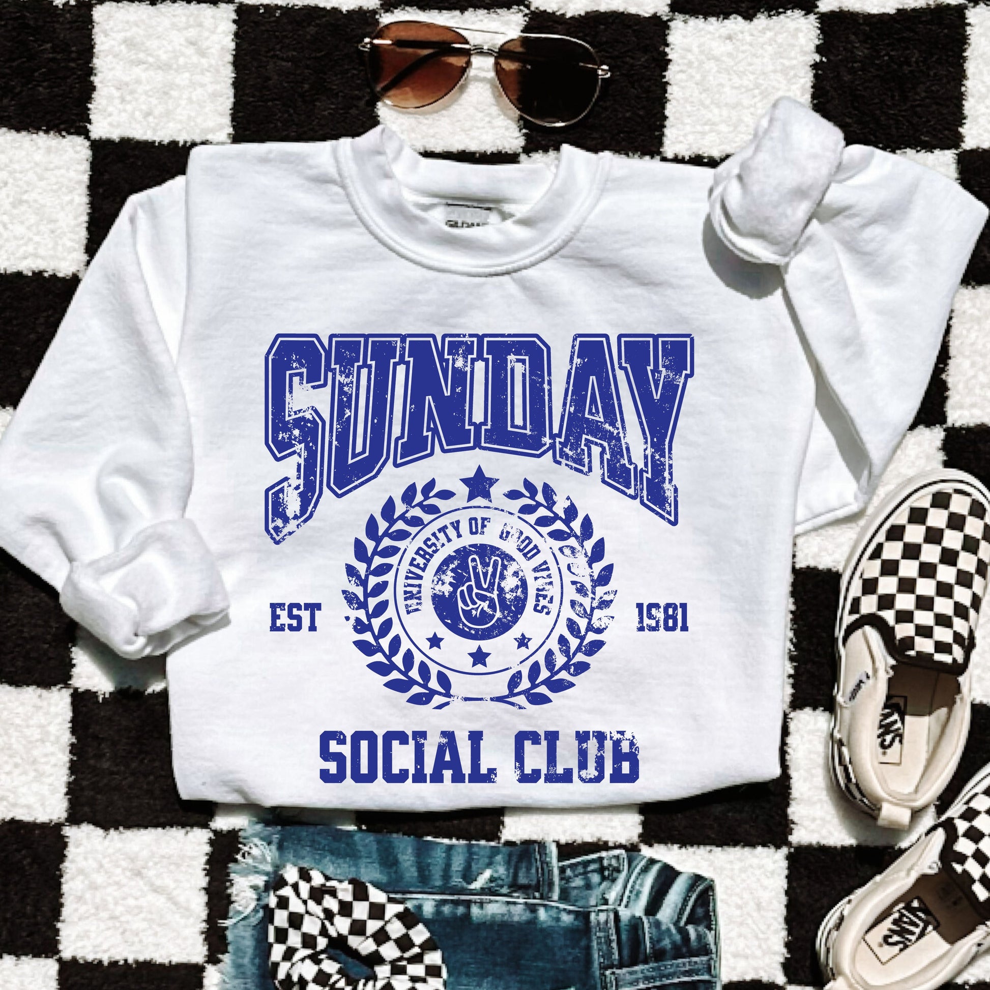 Sunday Social Sweatshirt *9 Colors (S-3X) Chloe Vs Tank The Boutique