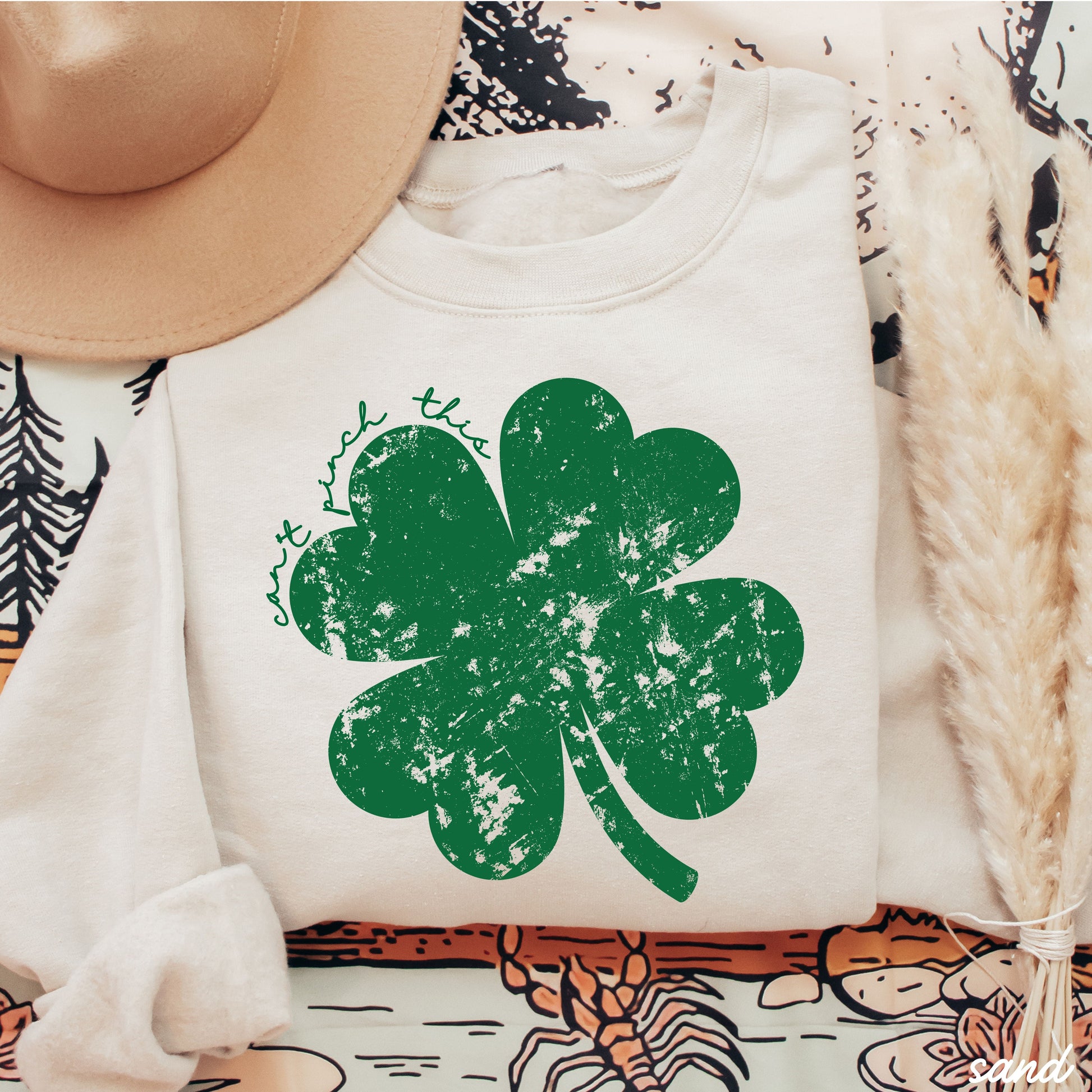 Distressed Shamrock Can't Pinch This Sweatshirt *6 Colors (S-3X) Chloe Vs Tank The Boutique