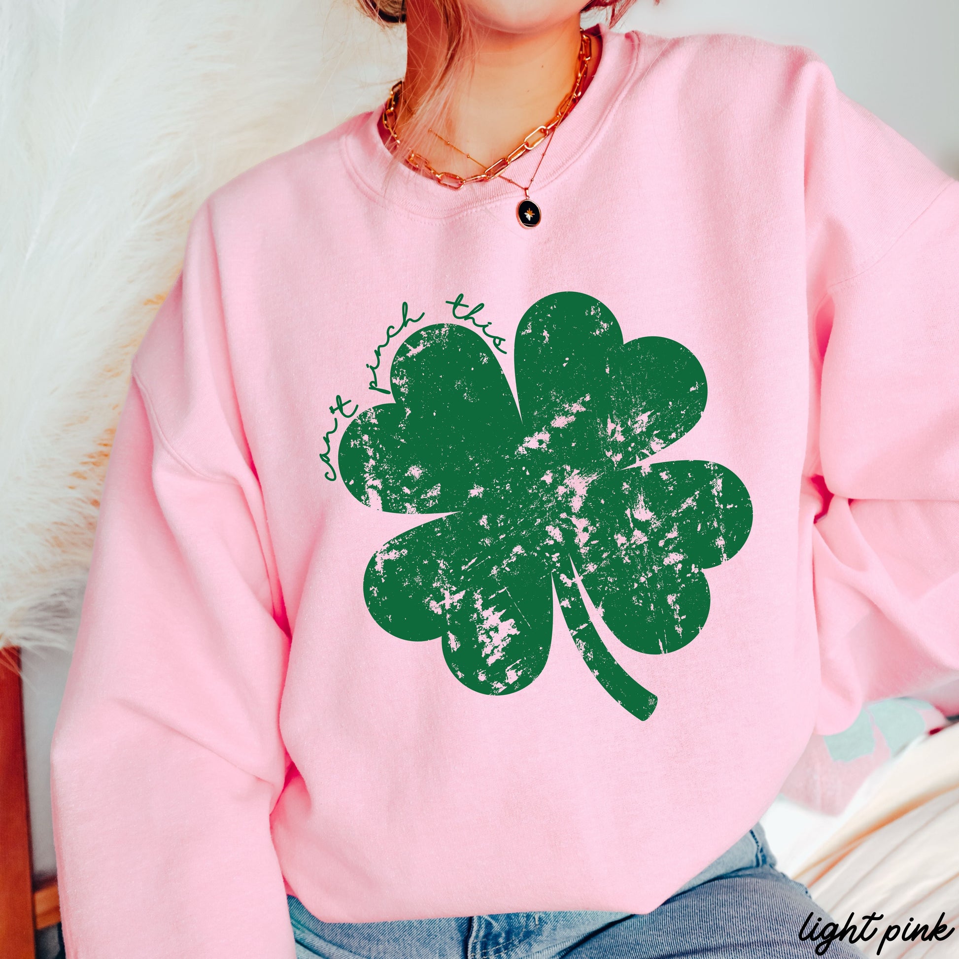Distressed Shamrock Can't Pinch This Sweatshirt *6 Colors (S-3X) Chloe Vs Tank The Boutique