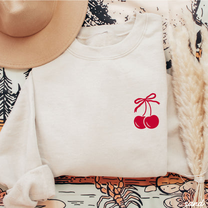 Pocket Cherry Coquette Sweatshirt *5 Colors (S-3X) Chloe Vs Tank The Boutique