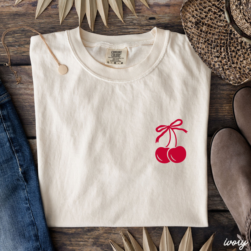 Pocket Cherry Coquette Tee *5 Colors (S-3X) Chloe Vs Tank The Boutique