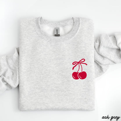 Pocket Cherry Coquette Sweatshirt *5 Colors (S-3X) Chloe Vs Tank The Boutique
