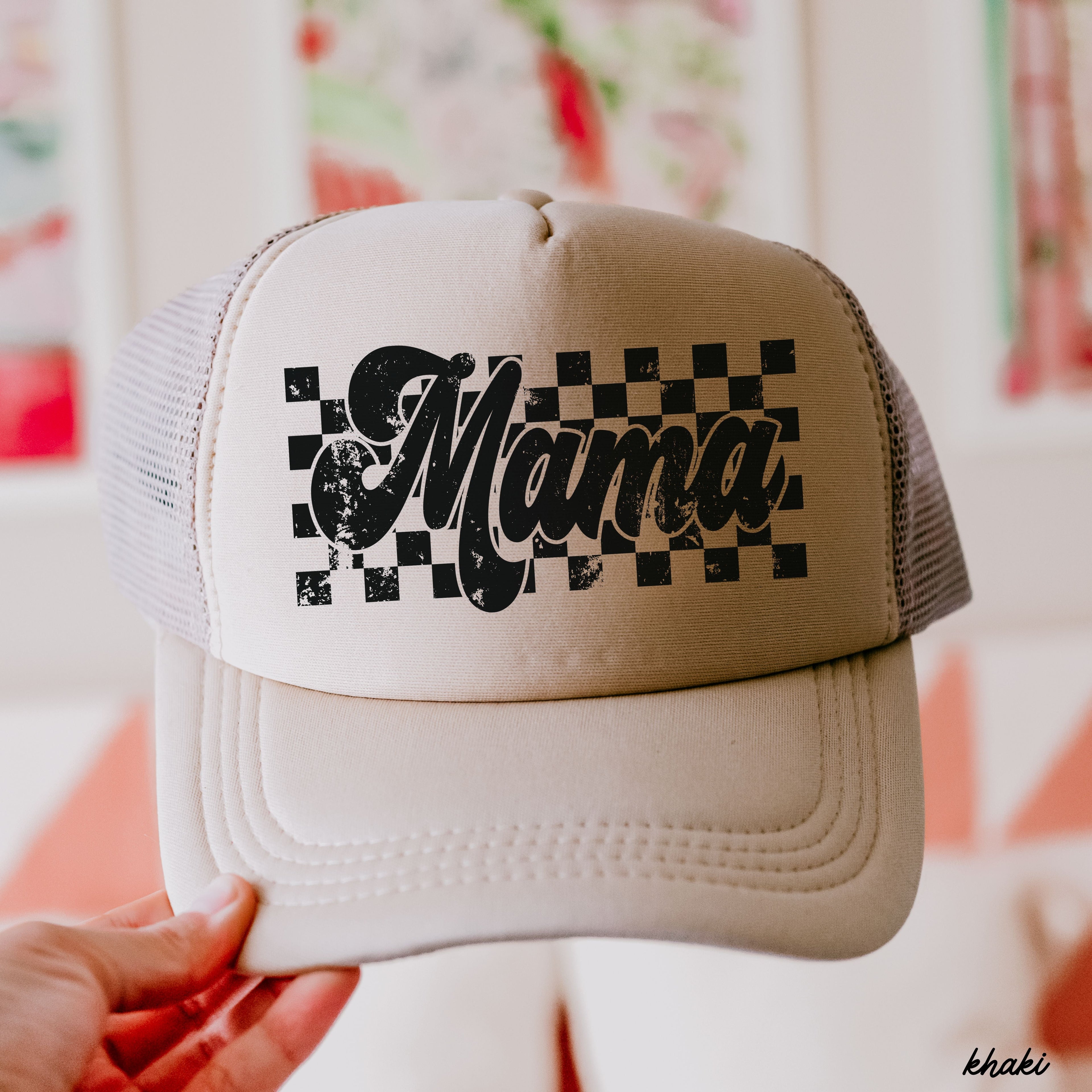 Checkered Mama Trucker Hat *5 COLORS Chloe Vs Tank The Boutique