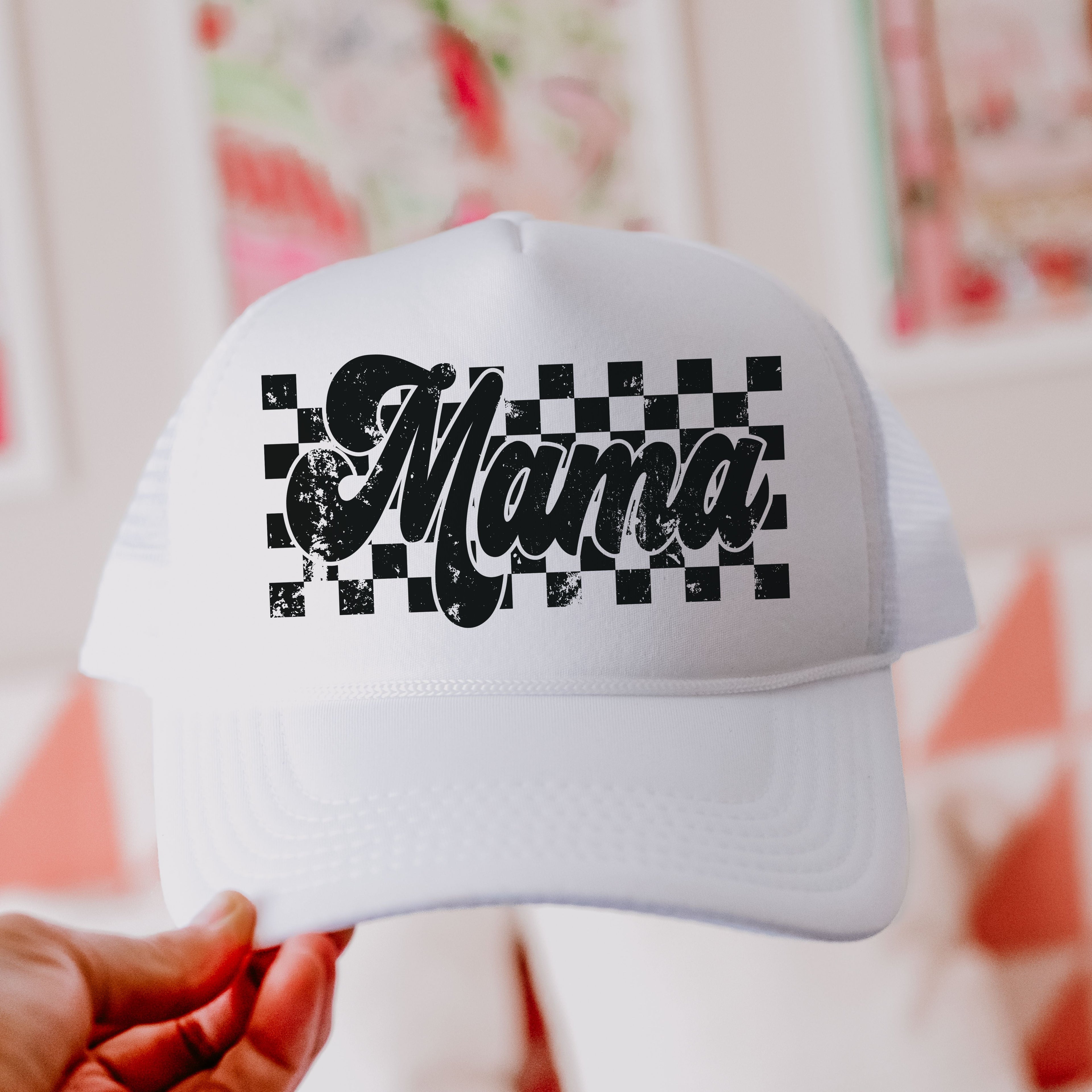 Checkered Mama Trucker Hat *5 COLORS Chloe Vs Tank The Boutique