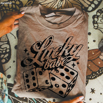 Lucky Babe Dice Comfort Colors Tee *8 Colors (S-3X) Chloe Vs Tank The Boutique