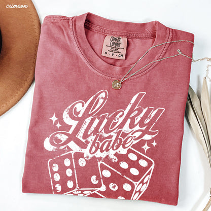 Lucky Babe Dice Comfort Colors Tee *8 Colors (S-3X) Chloe Vs Tank The Boutique