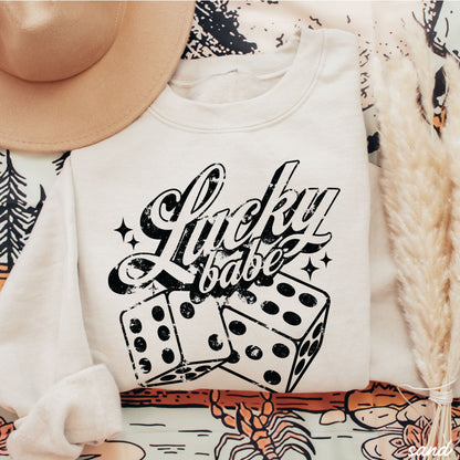 Lucky Babe Dice Sweatshirt *8 Colors (S-3X) Chloe Vs Tank The Boutique