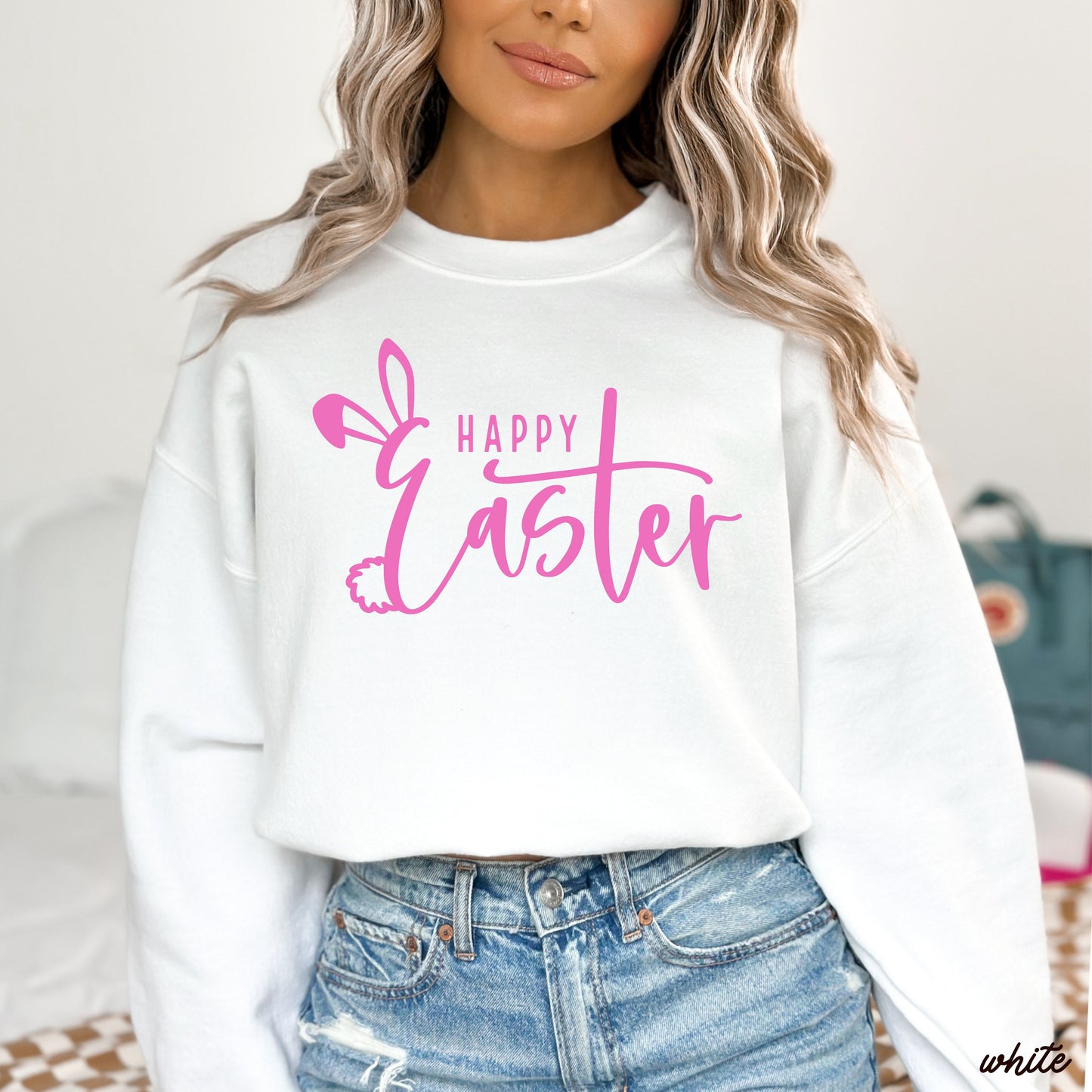 Happy Easter Sweatshirt *9 Colors (S-3X) Chloe Vs Tank The Boutique