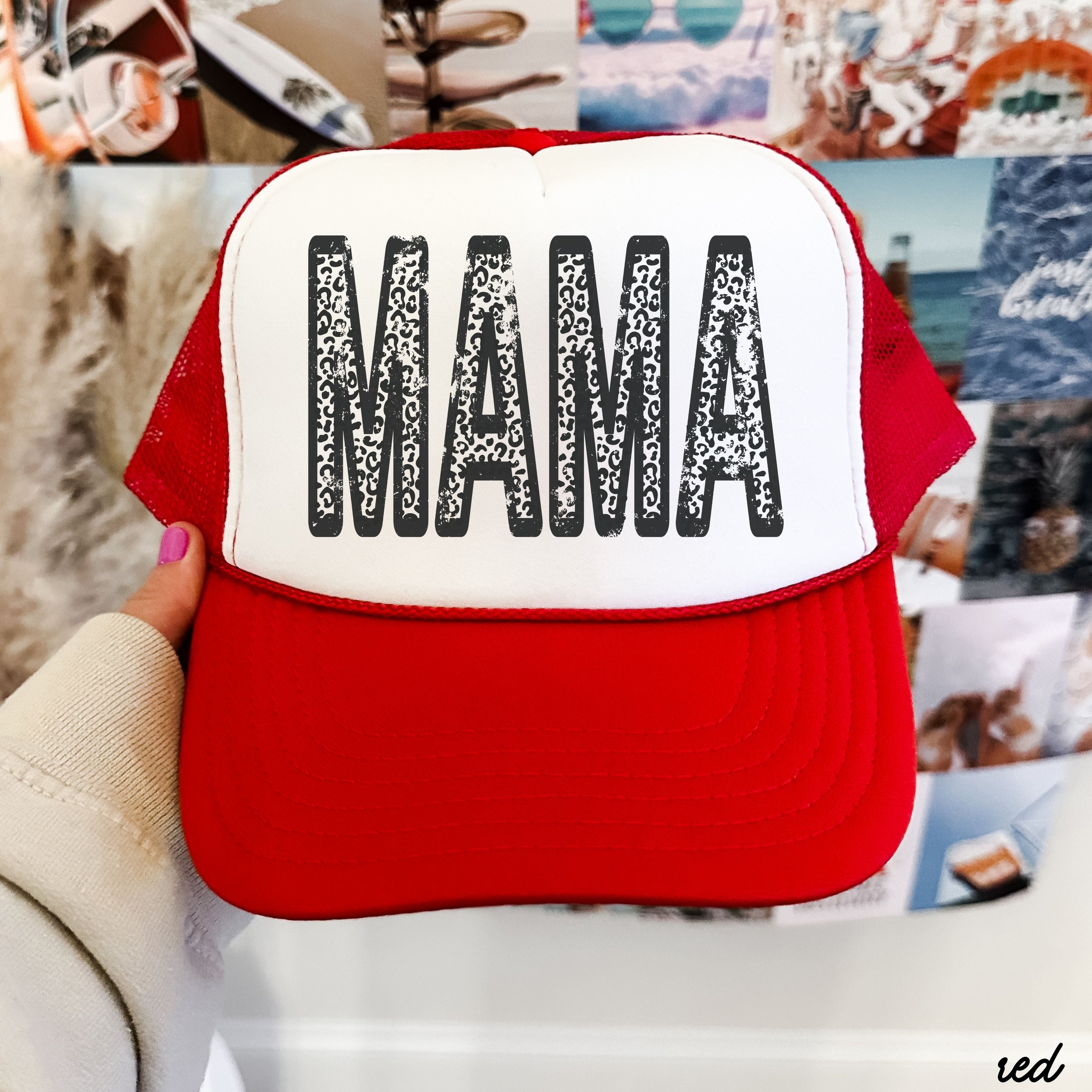 Leopard Mama Trucker Hat *8 COLORS Chloe Vs Tank The Boutique