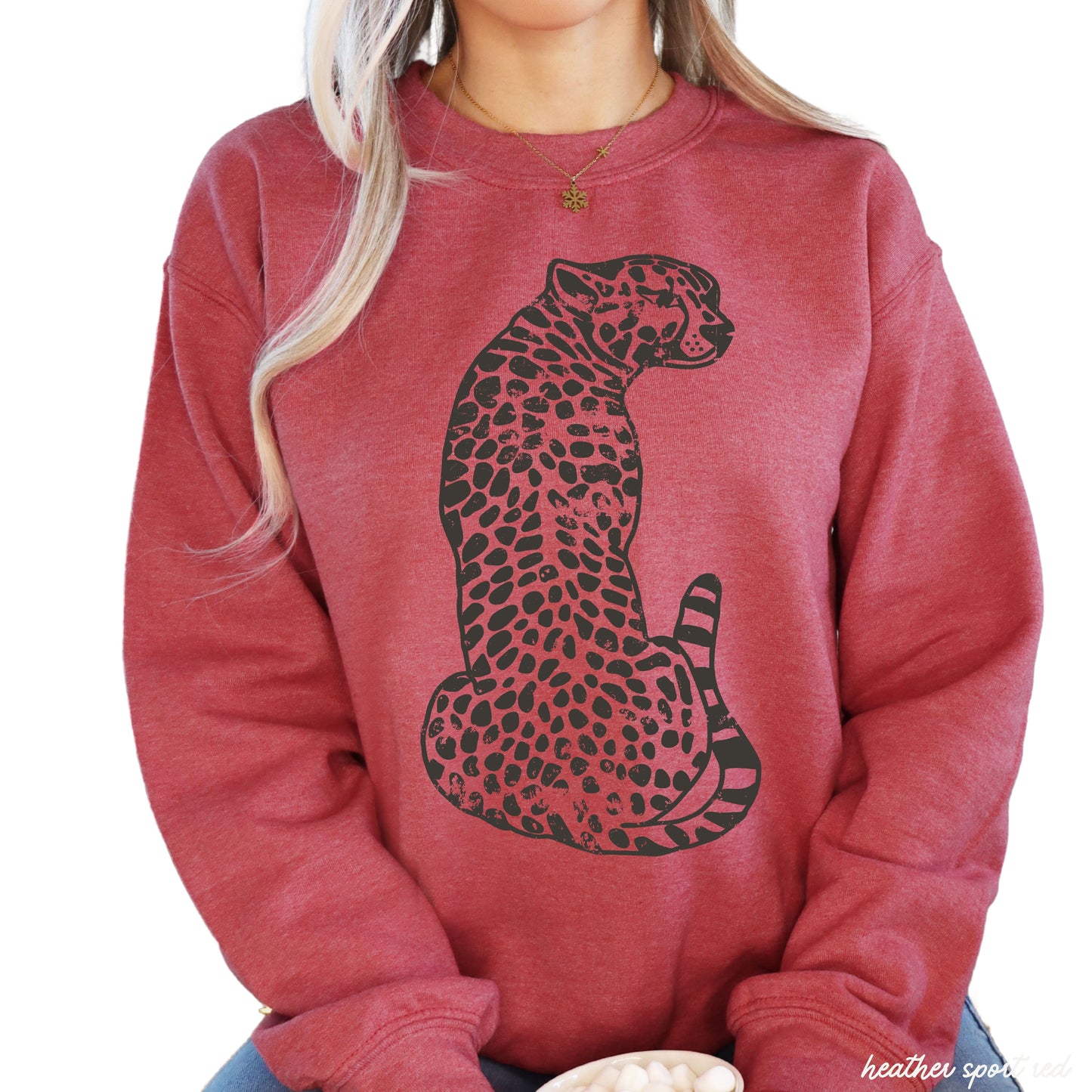 Sitting Cheetah Sweatshirt *5 Colors (S-3X) Chloe Vs Tank The Boutique