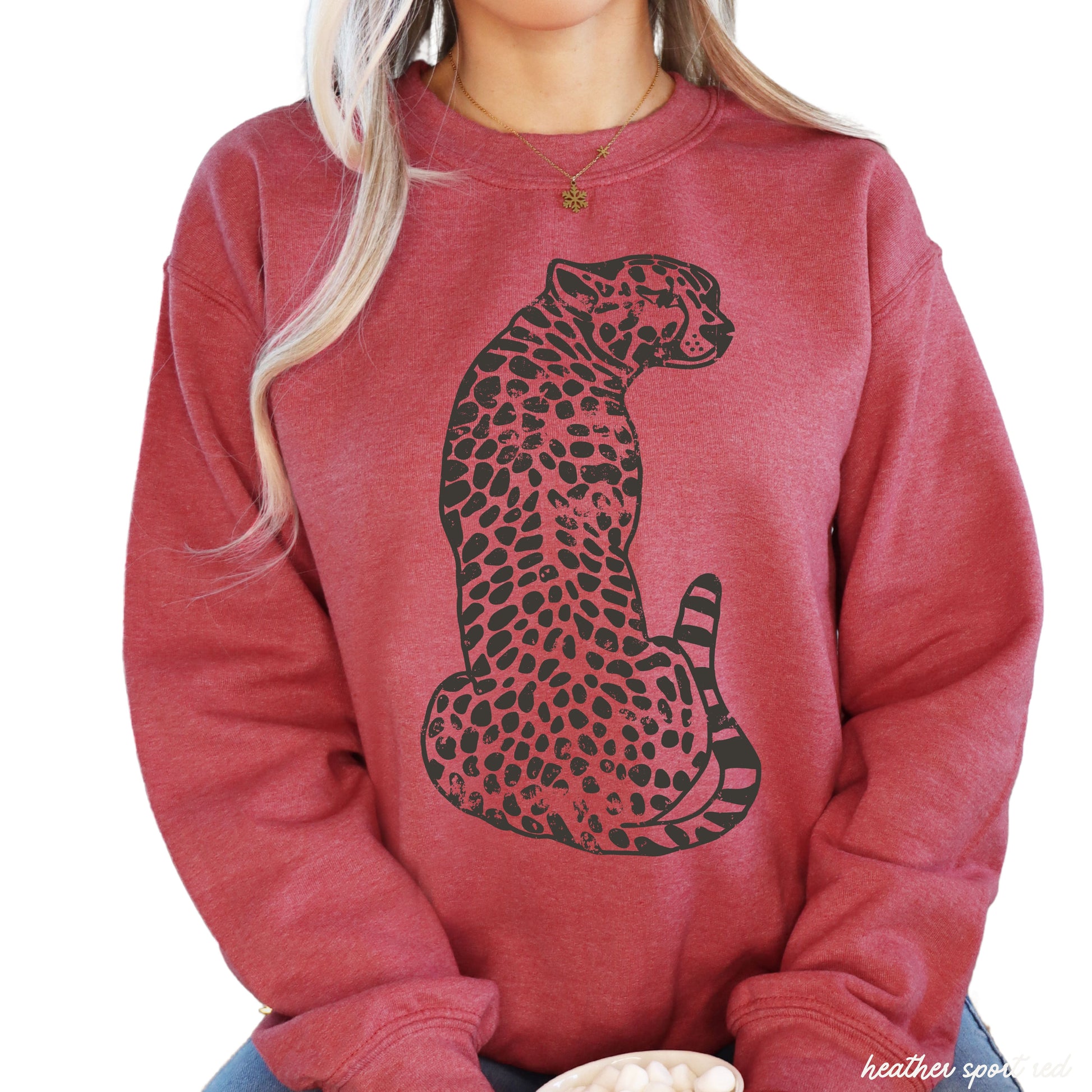 Sitting Cheetah Sweatshirt *5 Colors (S-3X) Chloe Vs Tank The Boutique