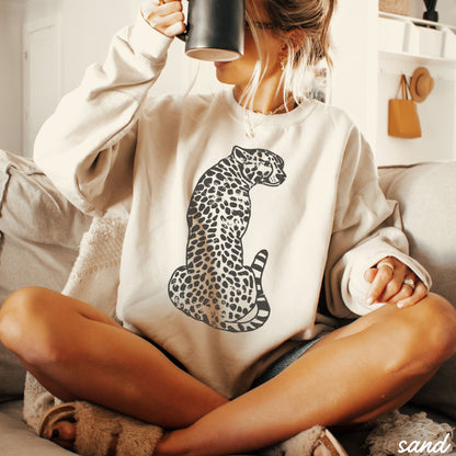Sitting Cheetah Sweatshirt *5 Colors (S-3X) Chloe Vs Tank The Boutique